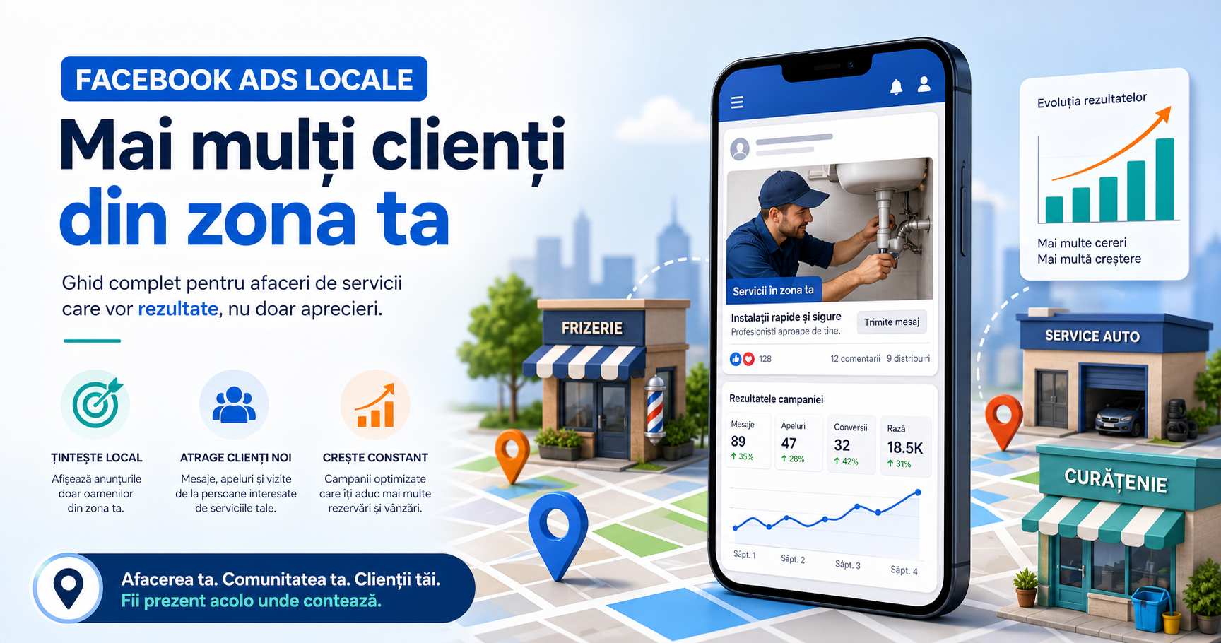 Facebook Ads pentru afaceri locale: cum folosești abonamentul de promovare locală de 100 EUR ca să aduci cereri reale