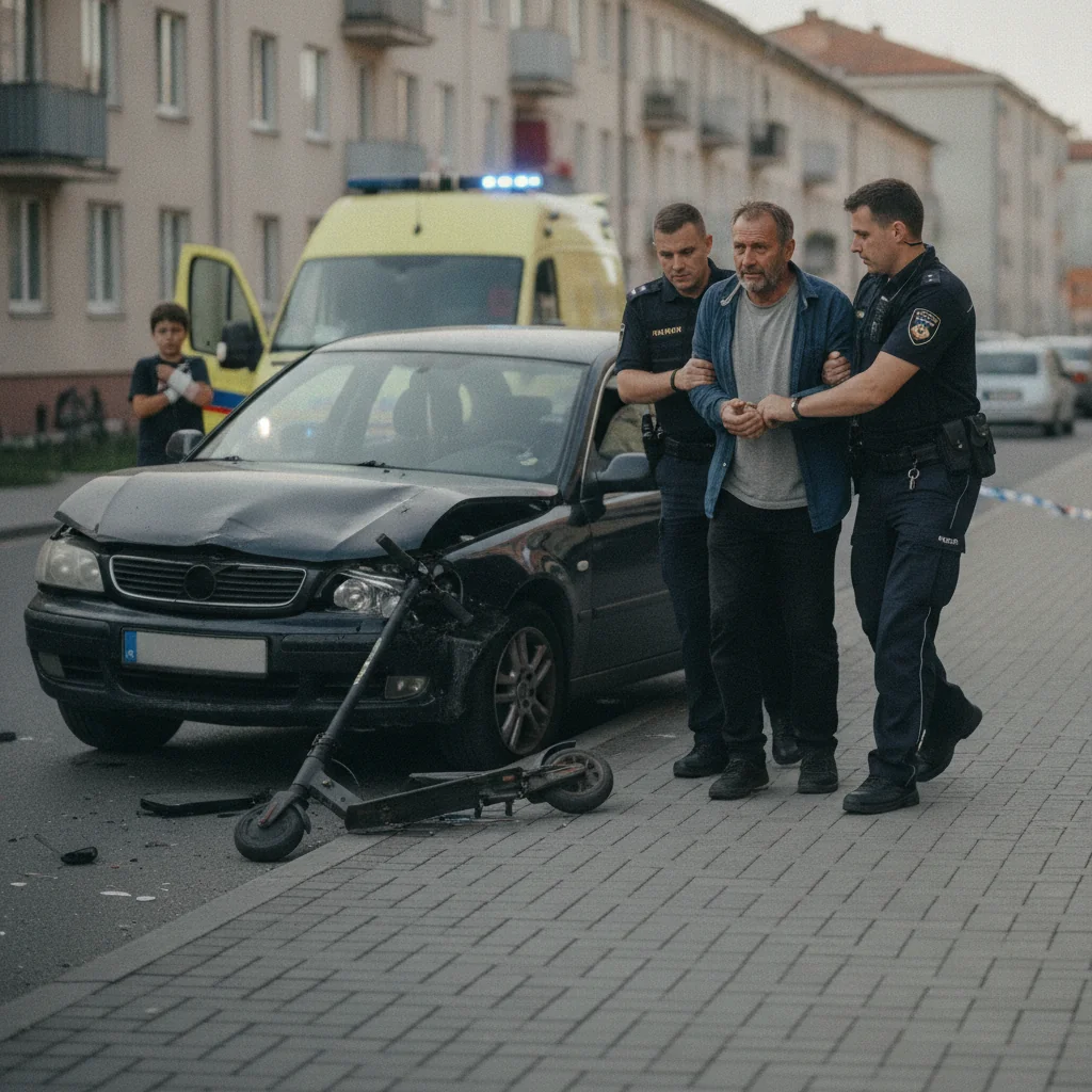 Bărbat reținut după ce a lovit cu mașina un adolescent pe trotinetă