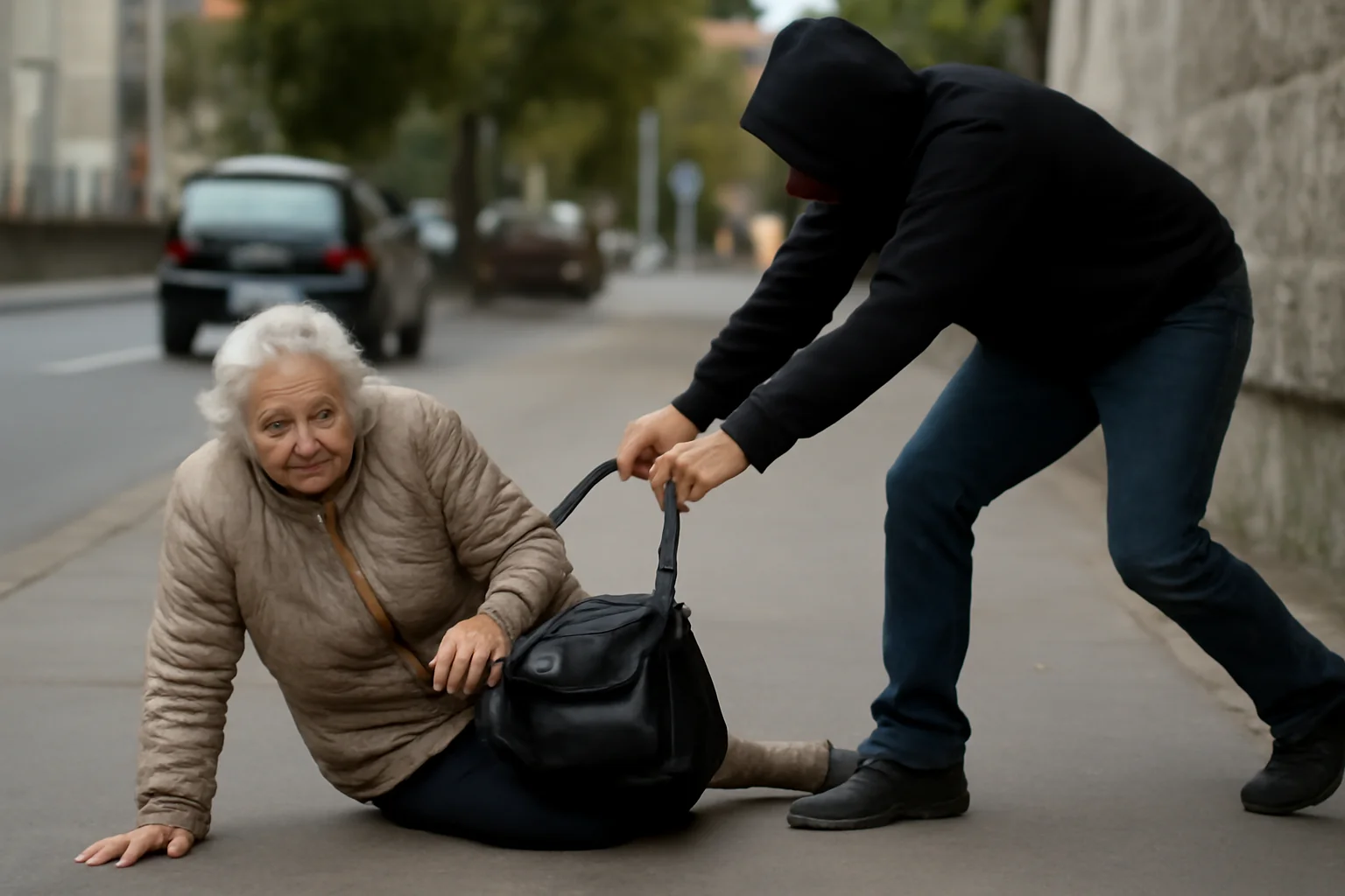 Bătrână atacată pe stradă de un tâlhar care i-a furat poșeta