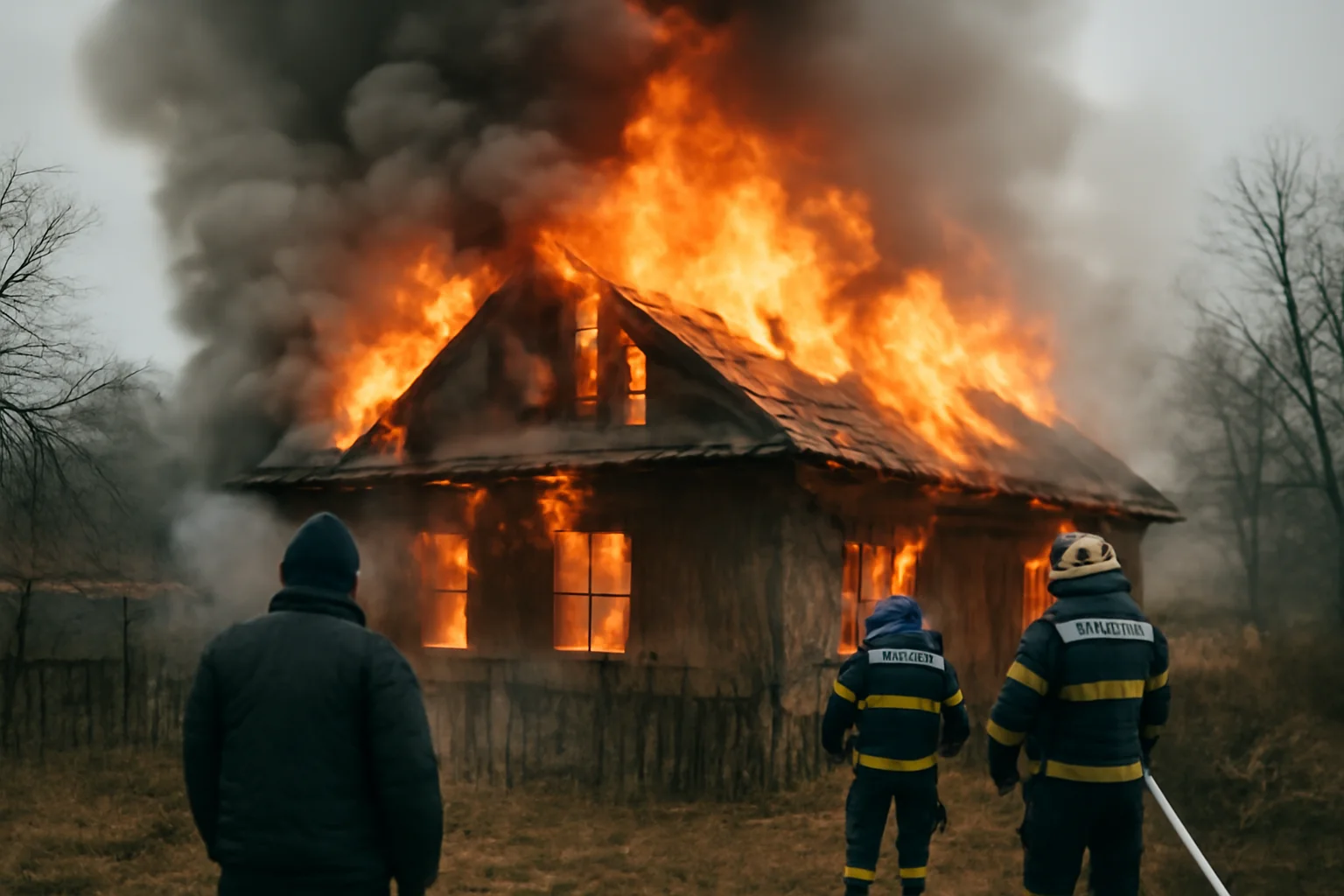 Casă distrusă de incendiu la Hancea, în noaptea de 2 spre 3 octombrie