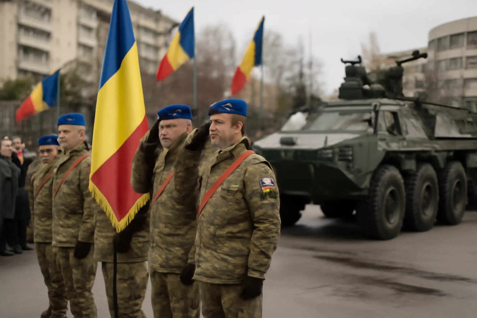 Ceremonial militar și expoziție de tehnică militară în Piața Tricolorului Suceava, de Ziua Națională a României