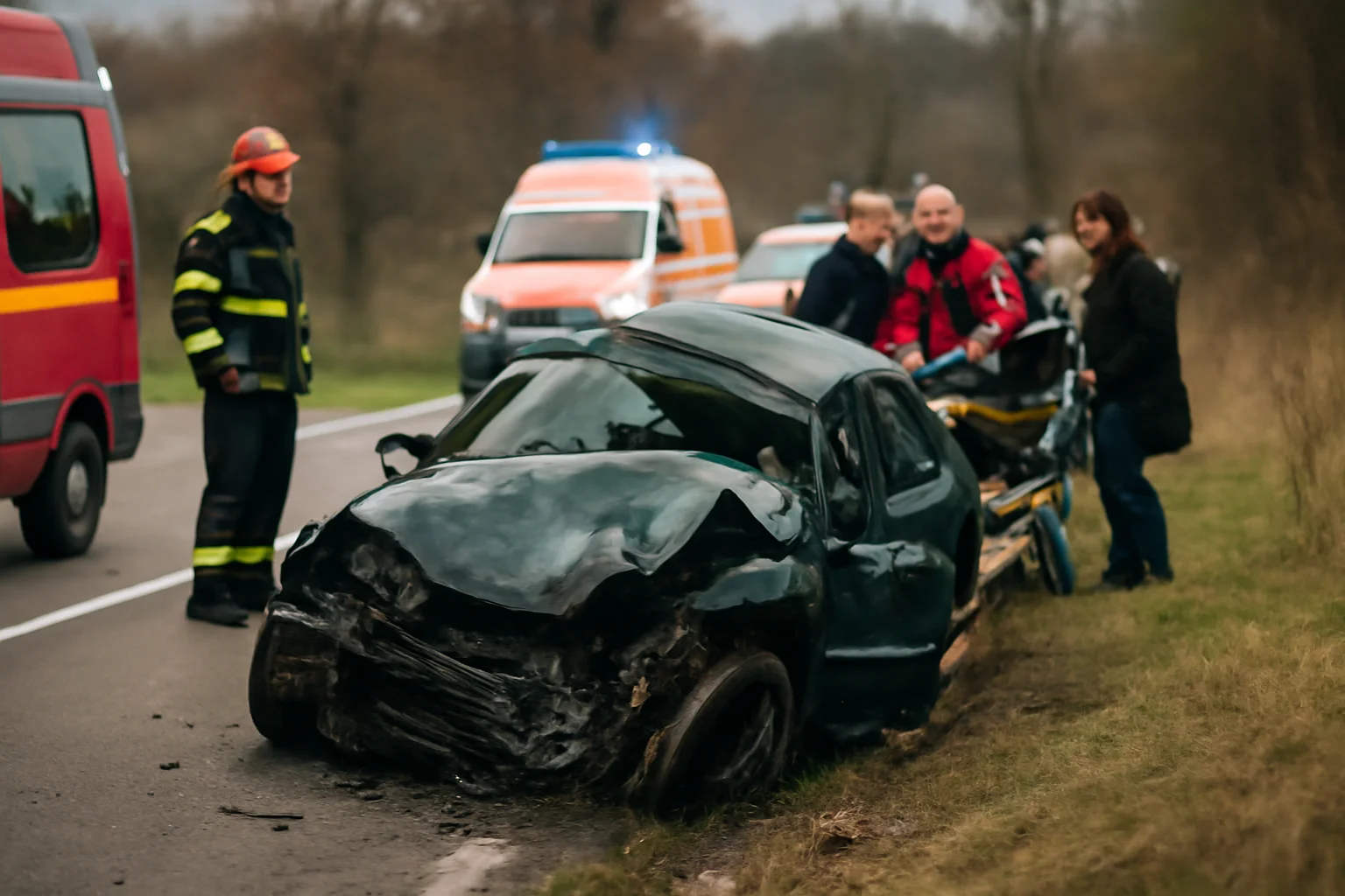 Cinci persoane rănite după răsturnarea unui autoturism la Ciumârna, județul Suceava