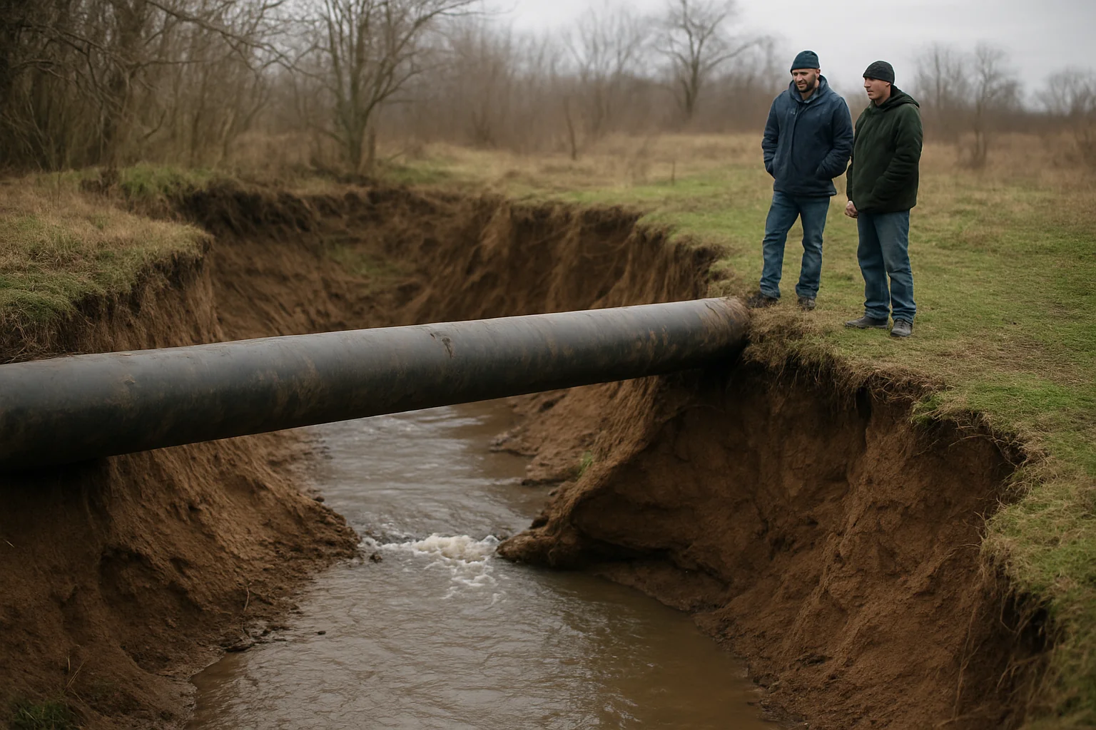 Conductă Romgaz expusă de eroziune la Capu Câmpului