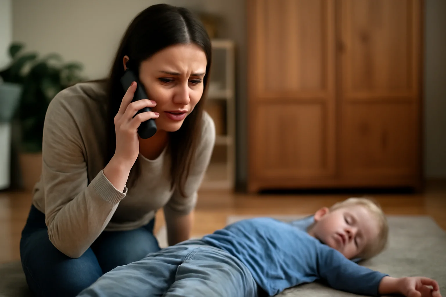 Copil de doi ani din Suceava, transportat de urgență după ce a căzut de pe un dulap; mama a apelat 112 speriată