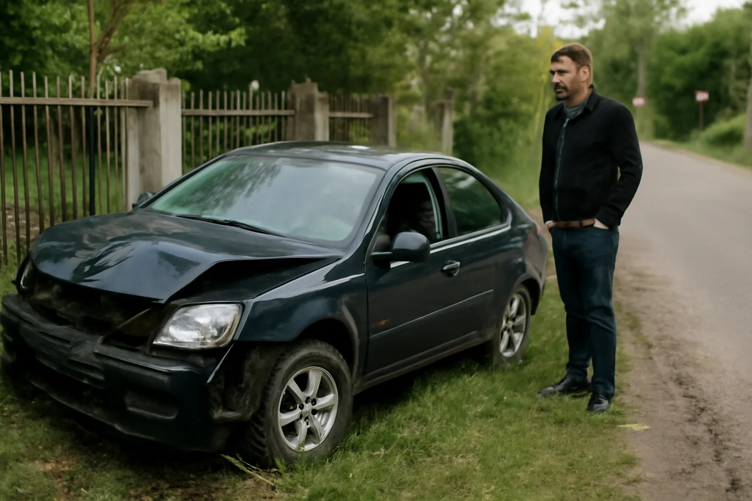 Dosar penal pentru șoferul care a leșinat la volan și a intrat cu mașina într-un gard, apoi în șanț