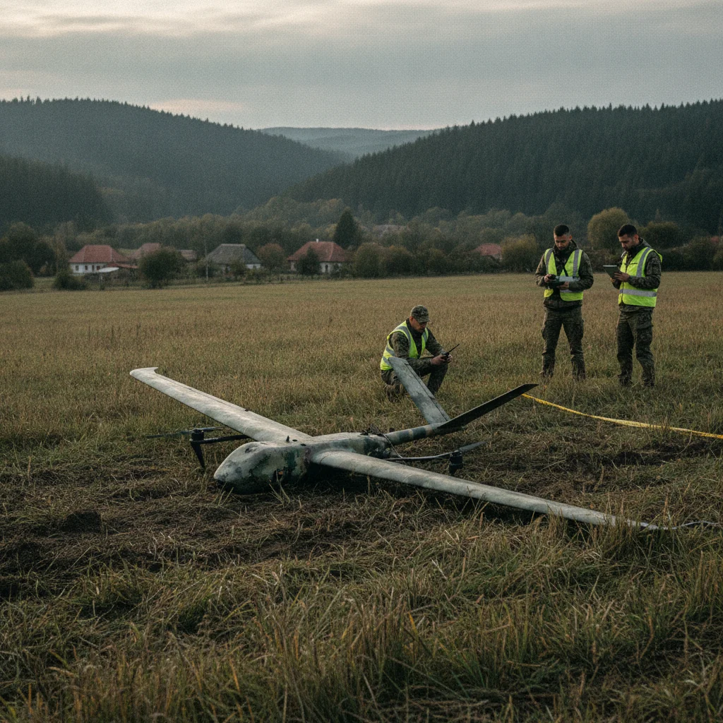Dronă prăbușită lângă Solca, Suceava, după 4 minute în spațiul românesc