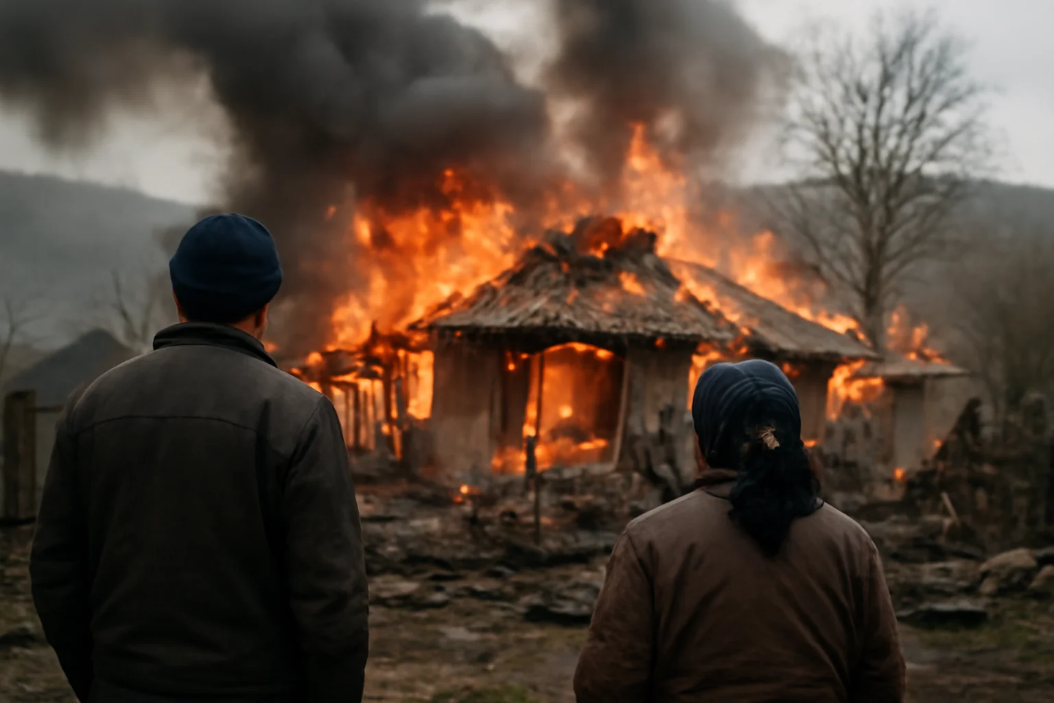 Gospodărie distrusă într-un incendiu puternic la Stroiești, județul Suceava