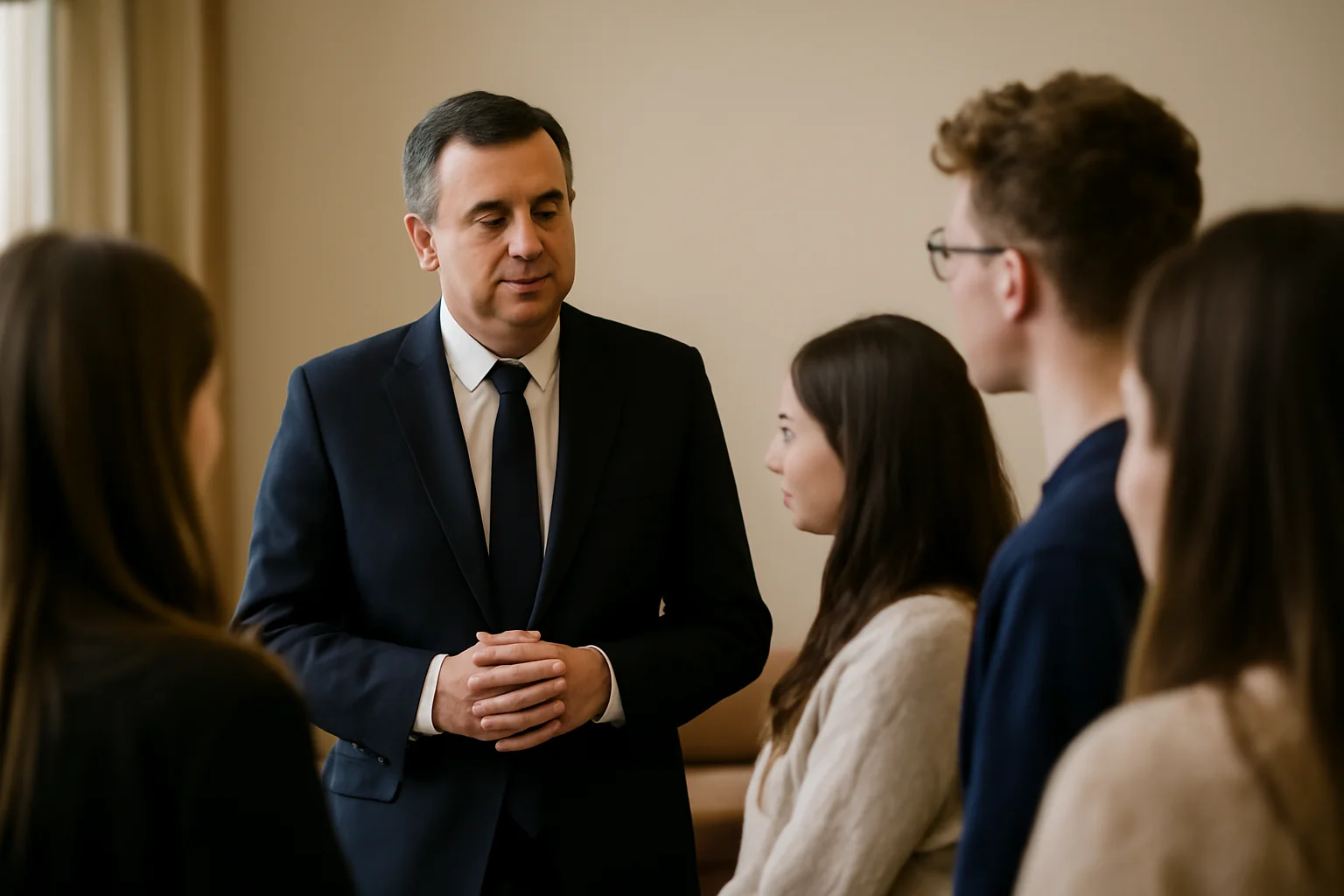 Prefectul Traian Andronachi discută cu viitorii specialiști în comunicare din județ