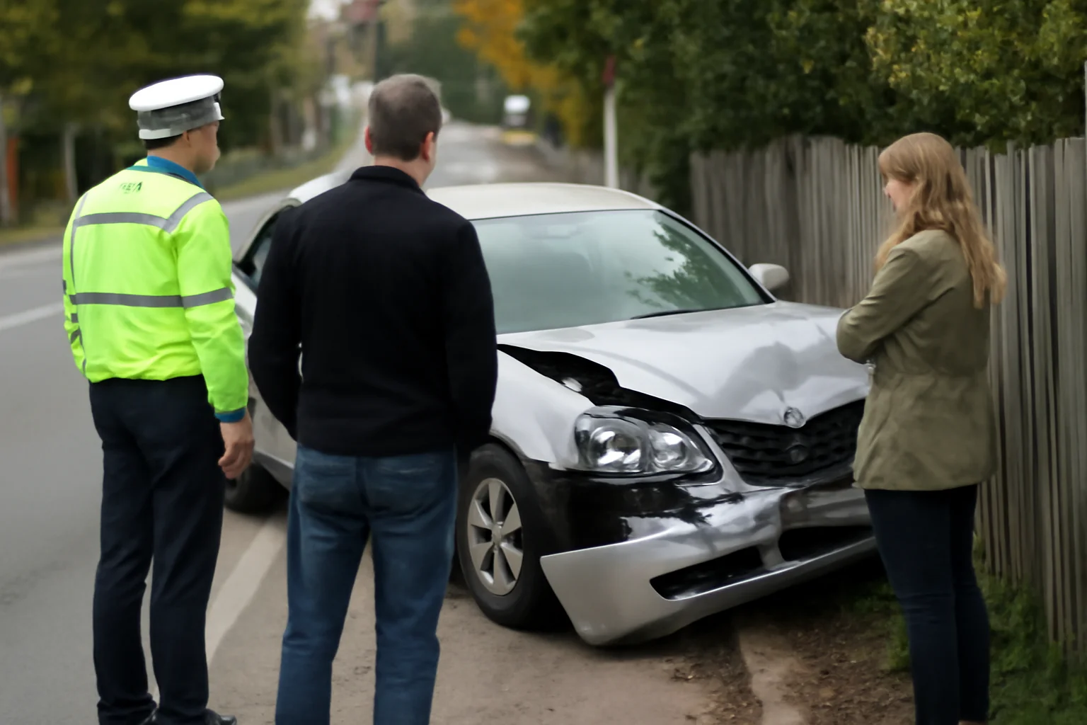 Șofer a pierdut controlul într-o curbă și a lovit un gard în localitate