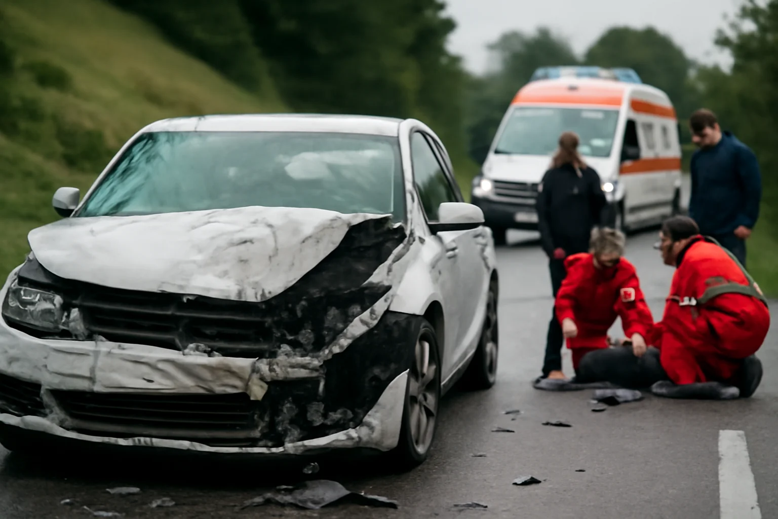 Șoferiță de 20 de ani a pierdut controlul într-o curbă și a rănit trei persoane