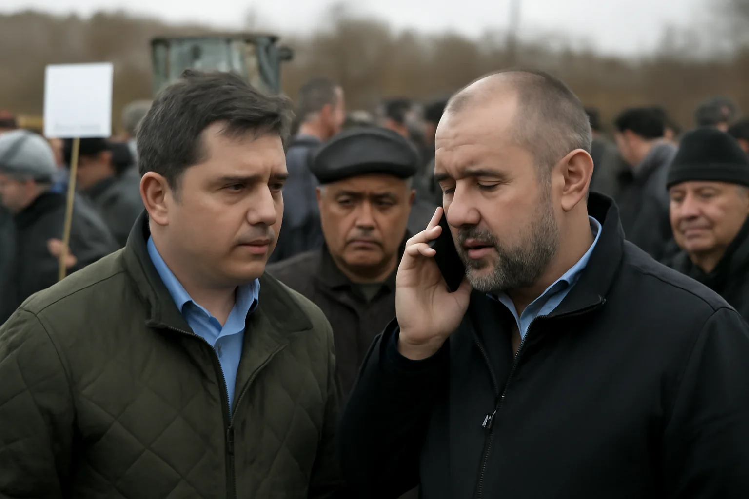 Șoldan și Andronachi, discuții cu fermierii în protest la Cumpărătura; ministrul Agriculturii intervine prin telefon