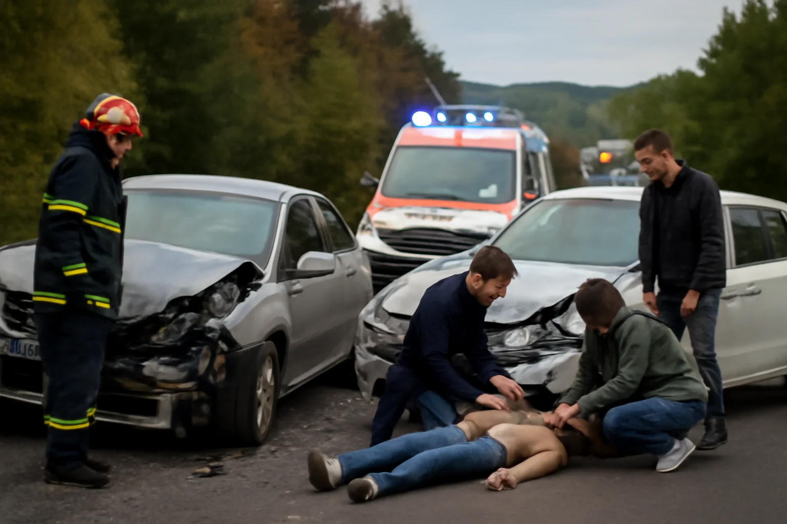 Trei persoane rănite într-un accident rutier la Vatra Dornei, pe strada Unirii